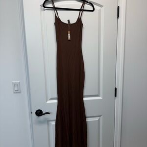 Skims Cocoa Brown Soft Lounge Maxi Dress